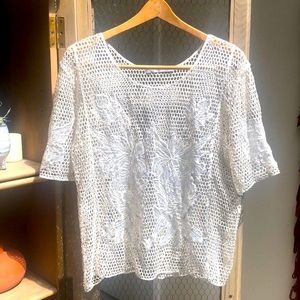 Anthropologie Coin 1804 Cream Mesh Top